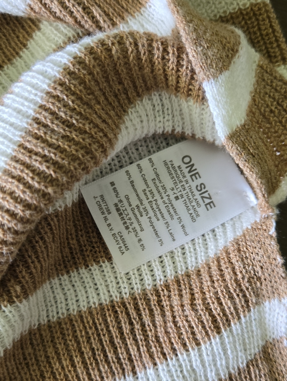 J. Crew Tan and White Oversized Knit Poncho O/S - Picture 5 of 7